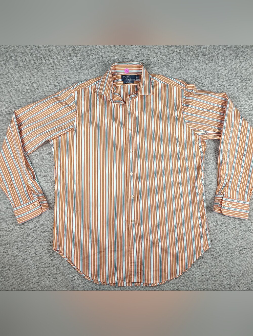 Polo Ralph Lauren Men Orange Green White Blue Stripe Button-Up Shirt 16